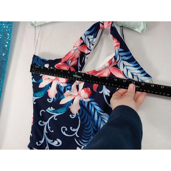 NWOT Carmen Marc Valvo Swimwear One Piece One Shoulder Keyhole Swimsuit Size 14 - Picture 6 of 13